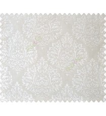 White self design small beautiful damask on stripe textured base fabric main curtain